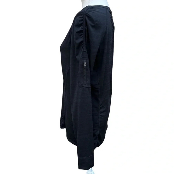 Athleta Black Long Sleeve 1/4 Zip Pullover with Arm Zipper Pocket Size XL - Picture 4 of 15